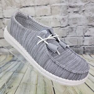 Hey Dude Wendy Stretch Sox Loafers Womens 7 Grey 41878-007 Slip On Sneakers NEW